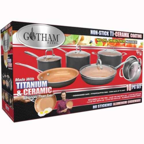 Gotham Steel Cookware Set 10piece Kitchen Nonstick Ti-cerama Frying Pots and Pan